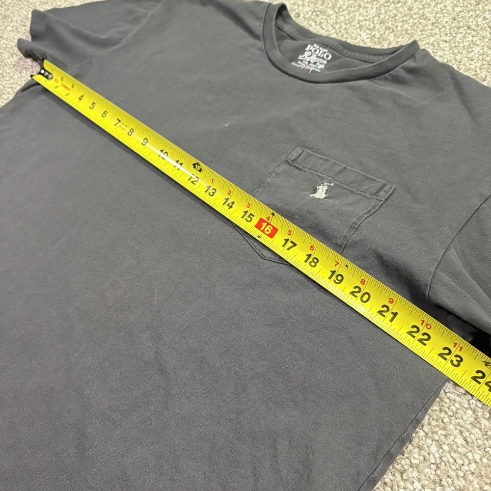 Polo Ralph Lauren Charcoal Gray Pocket Tee Y2k Loose Fit Size Large Classic